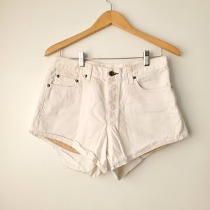 Rag & Bone Jean Womens White Button fly Raw Hem Distressed Cotton Shorts Size 29